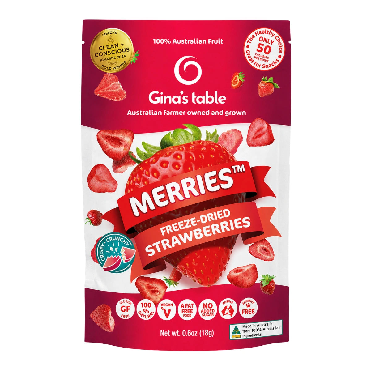 Freeze-Dried Strawberries 18g - Ginas Table