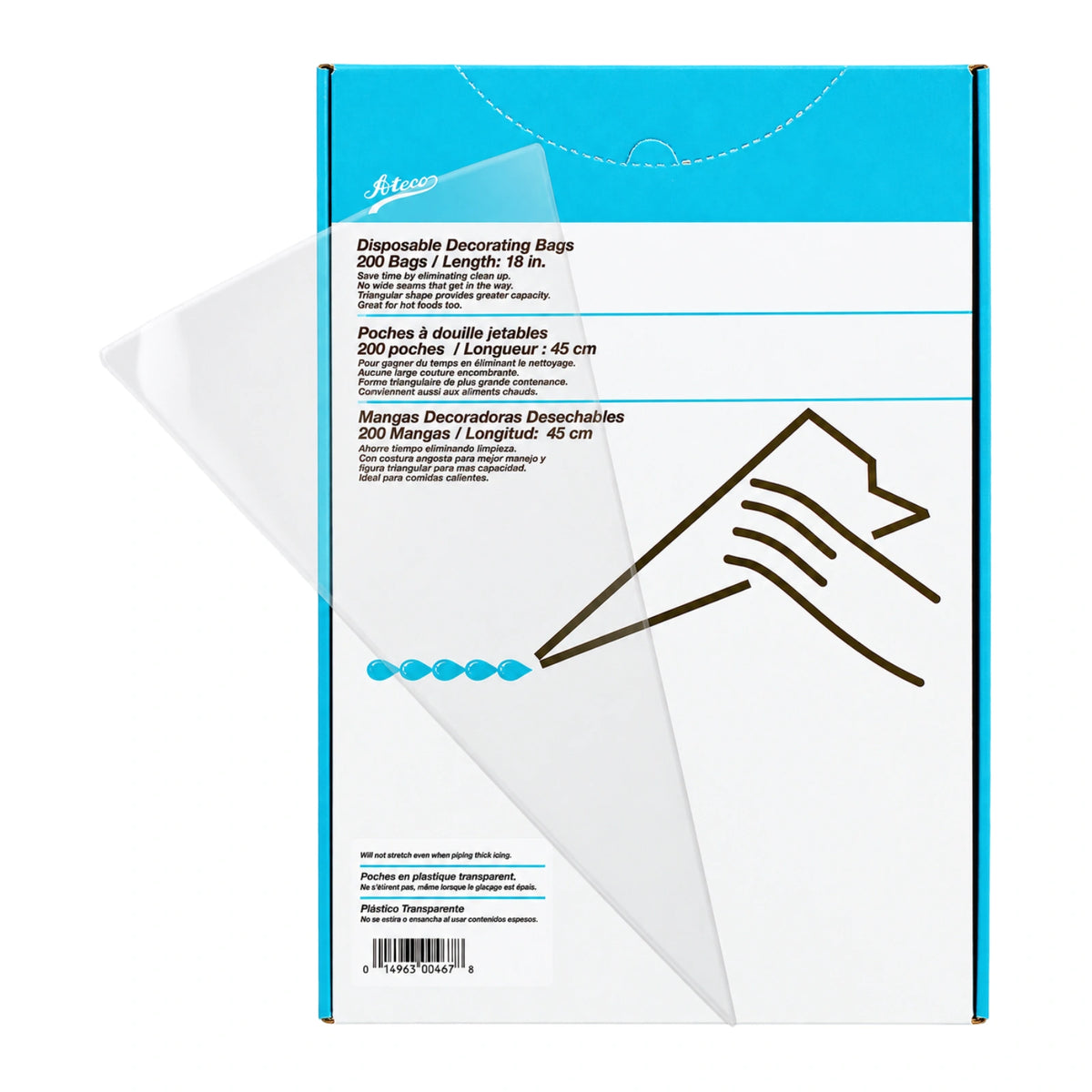 200 Count Soft Disposable Bags 18 Inch - Ateco