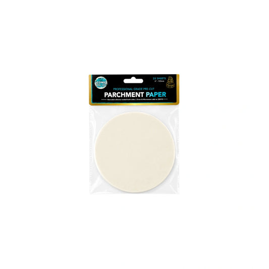 6 Inch - Pre-Cut Parchment Paper Round - 25 Sheets