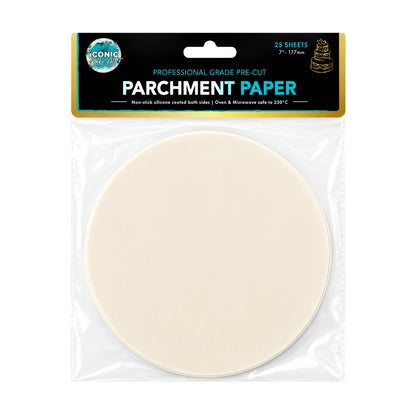 7 Inch - Pre-Cut Parchment Paper Round - 25 Sheets