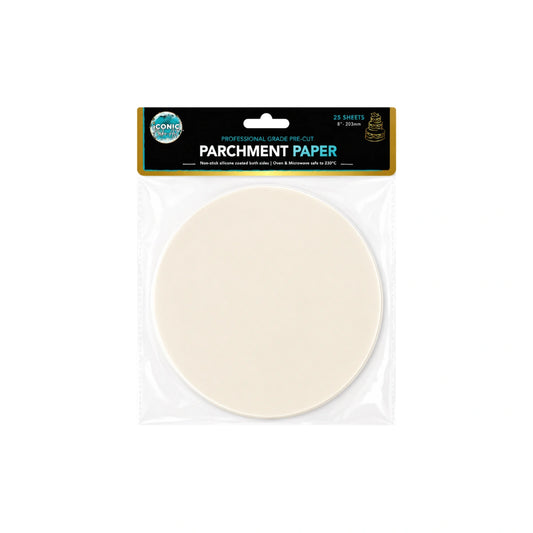 8 Inch - Pre-Cut Parchment Paper Round - 25 Sheets