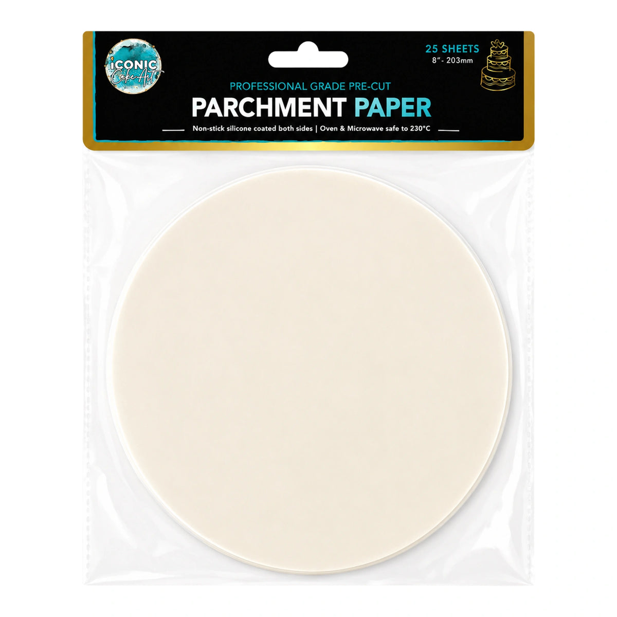 8 Inch - Pre-Cut Parchment Paper Round - 25 Sheets