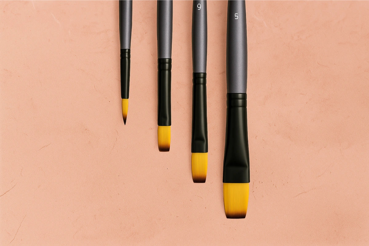 Premium Paint Brush Set Taklon Brushes - Set 004