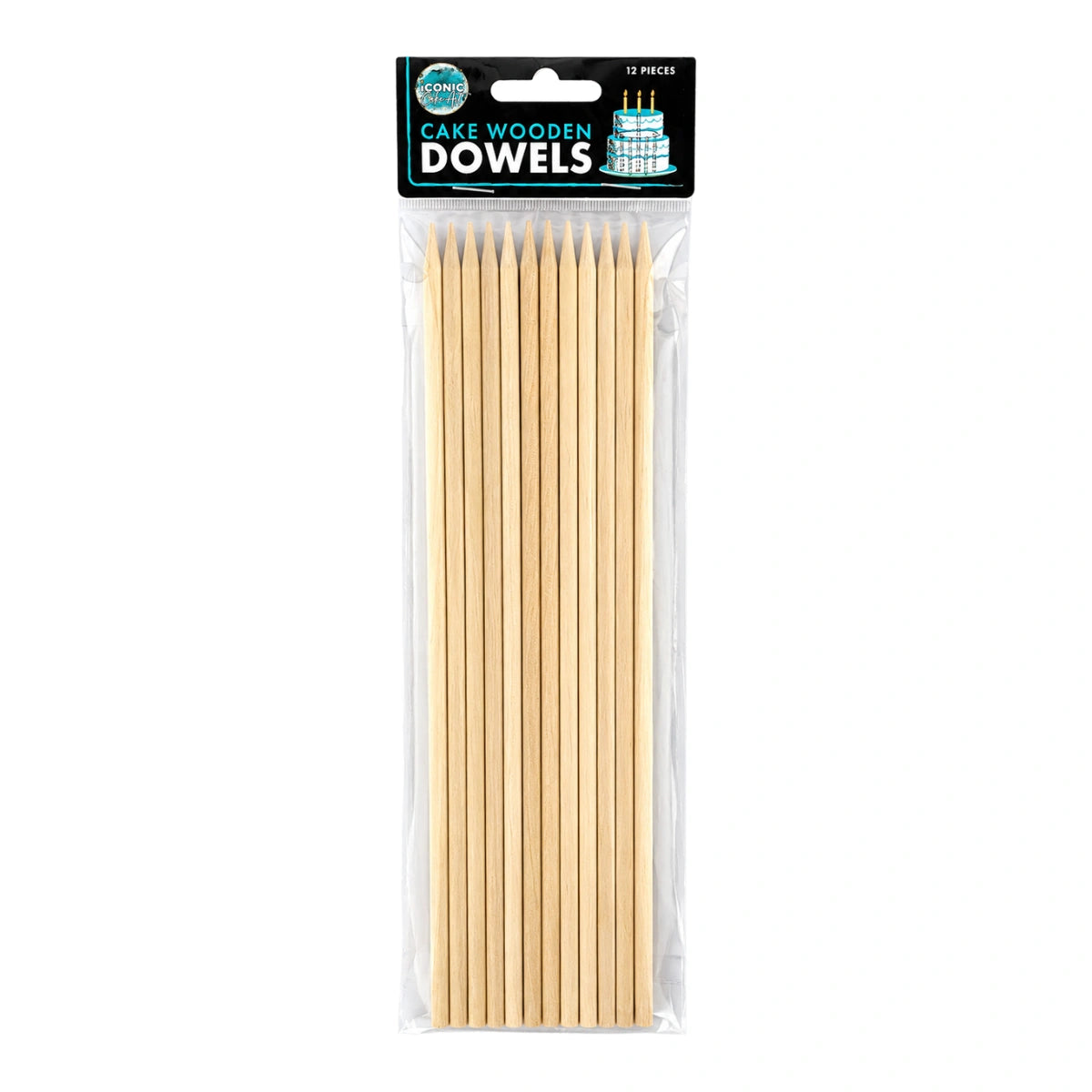Wooden Dowel Rods - Cake Skewer Support (12 Pack) - Iconic Cake Art