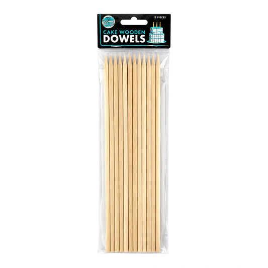 Wooden Dowel Rods - Cake Skewer Support (12 Pack) - Iconic Cake Art
