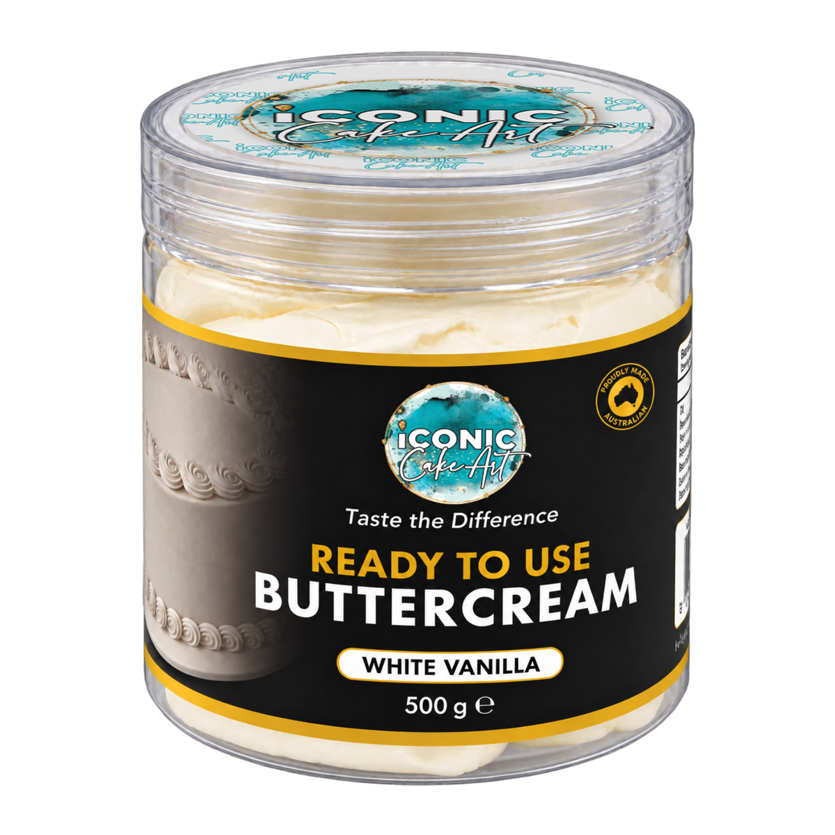White Vanilla Ready to Use Buttercream 500g - Iconic Cake Art