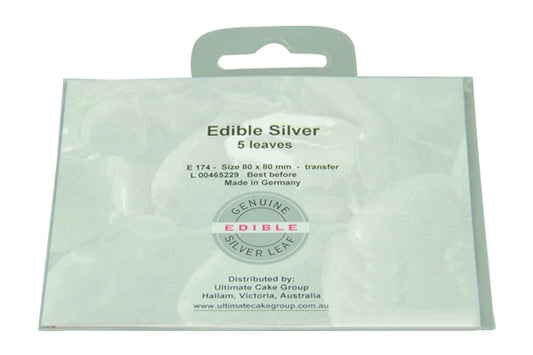 Silver Transfer Premium Edible Leaf (5 Pack) - Iconic Cake Art