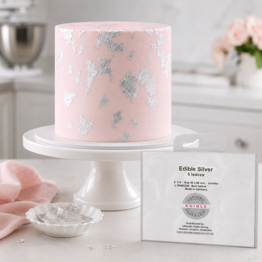 Silver Transfer Premium Edible Leaf (5 Pack) - Iconic Cake Art