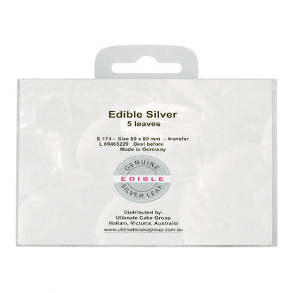 Silver Transfer Premium Edible Leaf (5 Pack) - Iconic Cake Art
