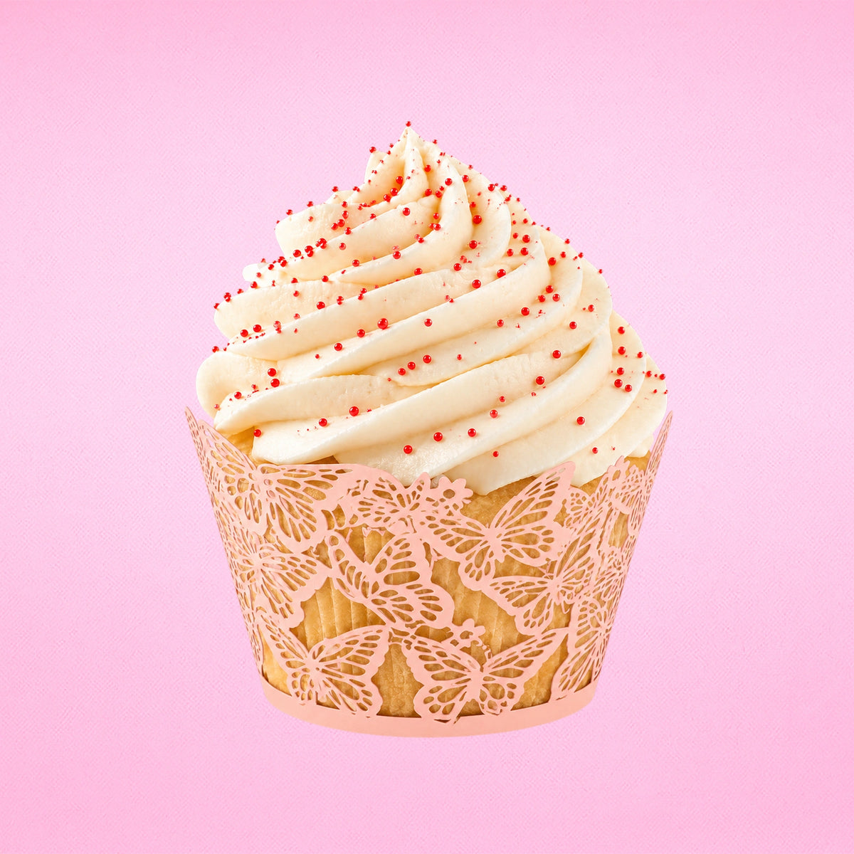 Pink Butterfly Cake Wraps Cake Decorating Tools - Pack of 12 - Gateau Art