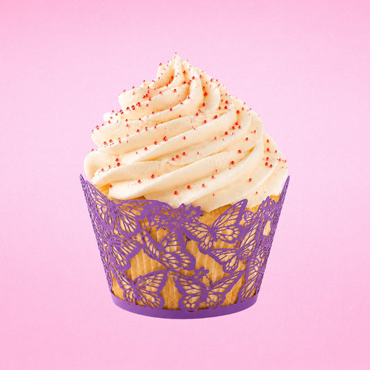 Purple Butterfly Cake Wraps Cake Decorating Tools - Pack of 12 - Gateau Art