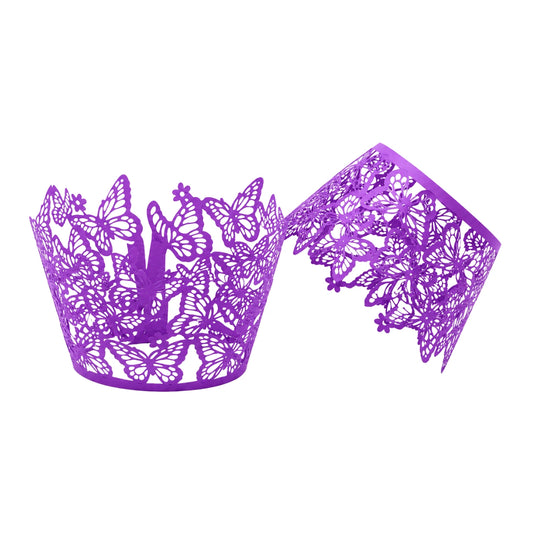 Purple Butterfly Cake Wraps Cake Decorating Tools - Pack of 12 - Gateau Art