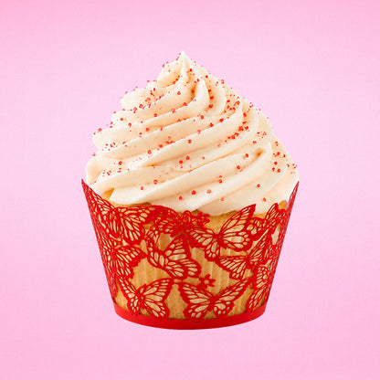 Red Butterfly Cake Wraps Cake Decorating Tools - Pack of 12 - Gateau Art
