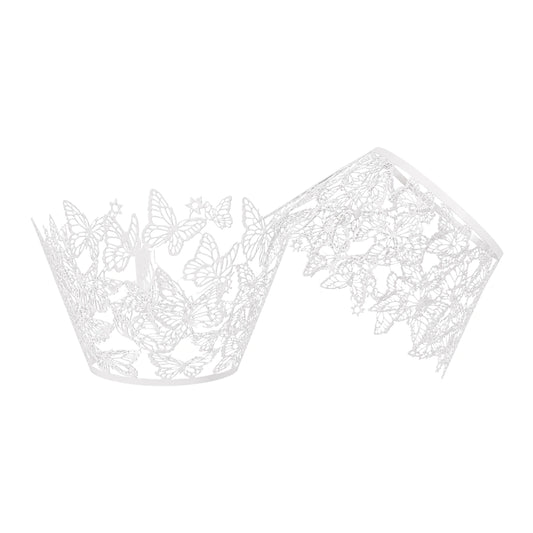 White Butterfly Cake Wraps Cake Decorating Tools - Pack of 12 - Gateau Art