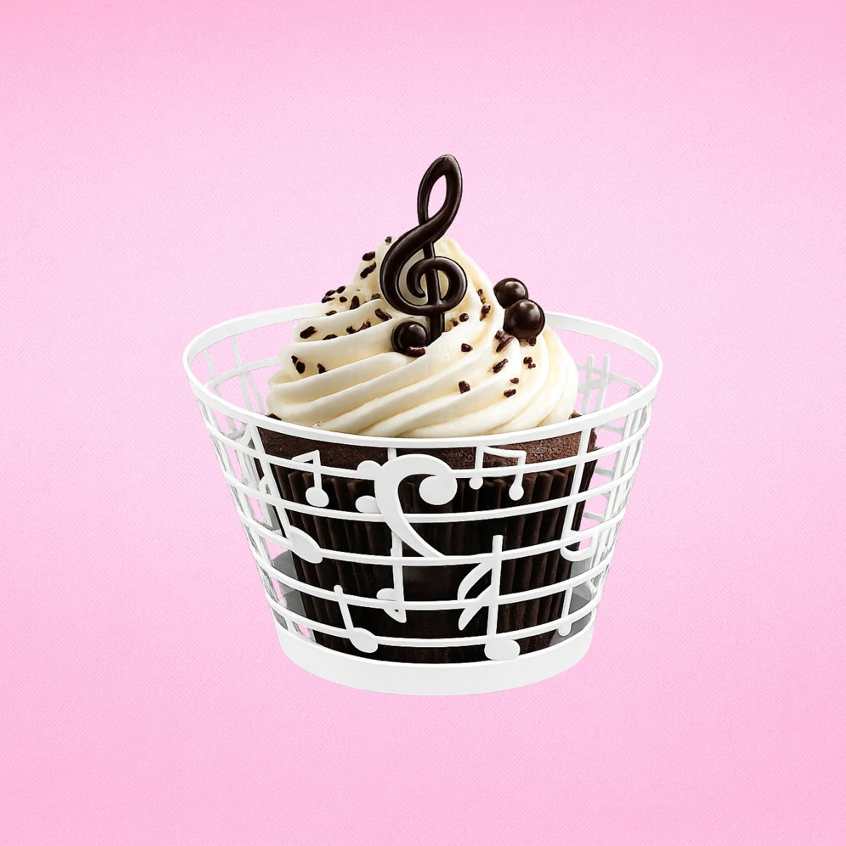 White Musical Note Cake Wraps Cake Decorating Tools - Pack of 12 - Gateau Art