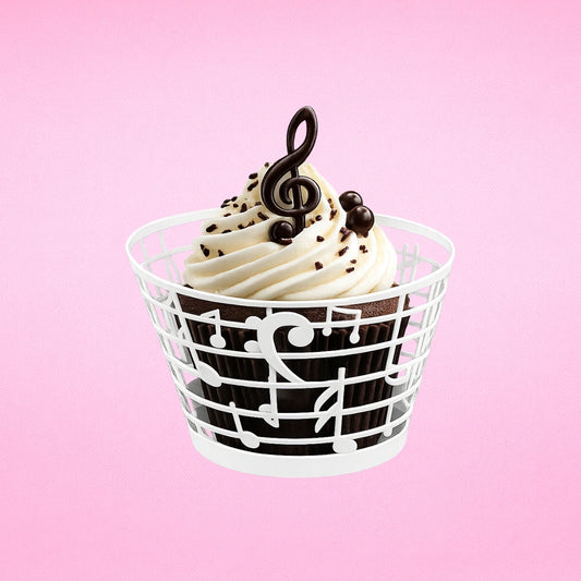 White Musical Note Cake Wraps Cake Decorating Tools - Pack of 12 - Gateau Art