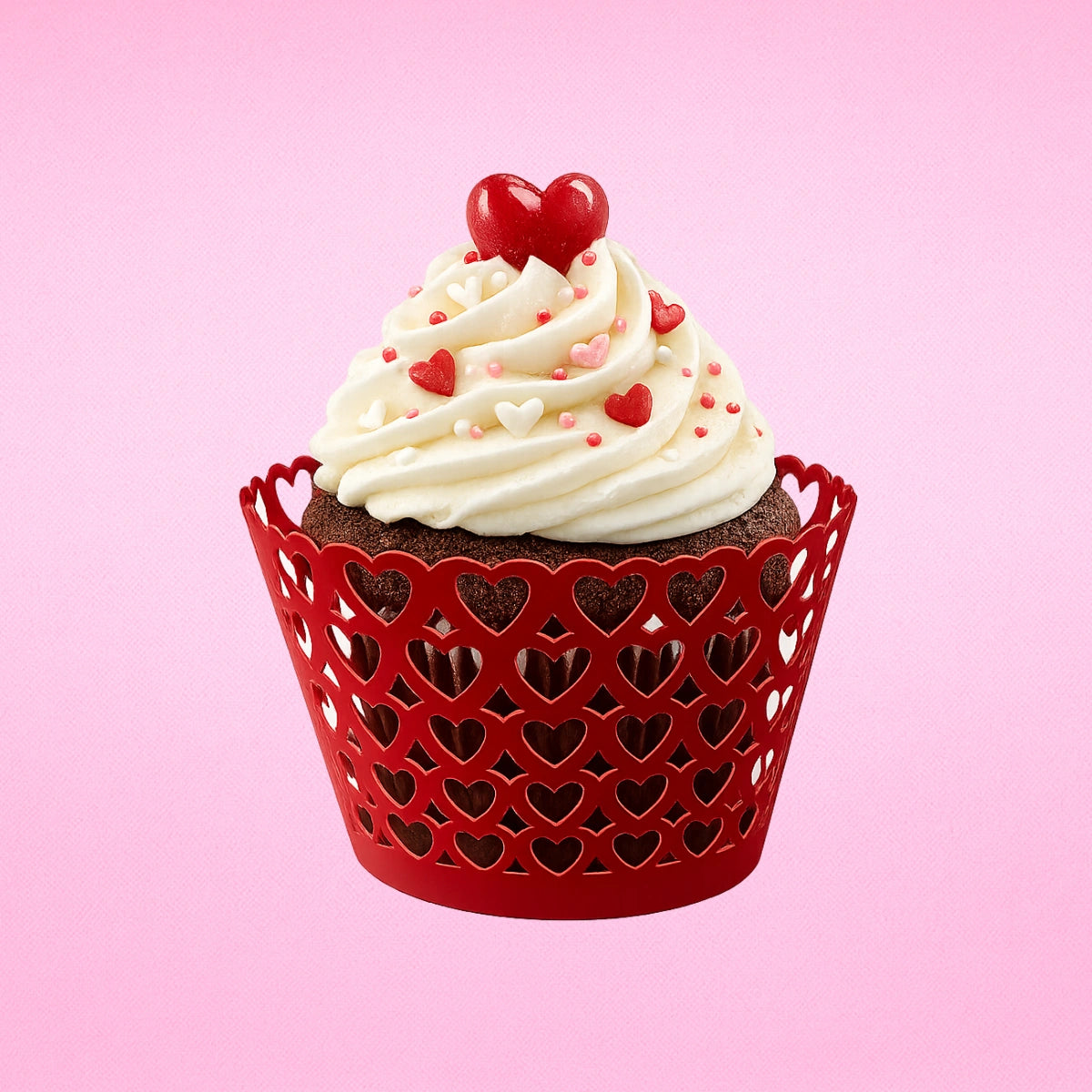 Red Heart Design Cupcake Wrappers (12 Pack) - Iconic Cake Art