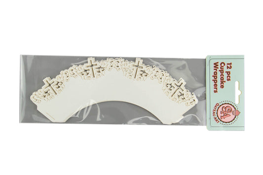 White Cross Cake Wraps - Cake Decorating Tools (12 Pack) - Iconic Cake Art