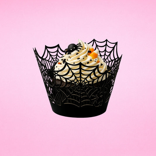 Spider Web Cupcake Wraps - Cake Decorating Tools - Pack of 12 - Iconic Cake Art