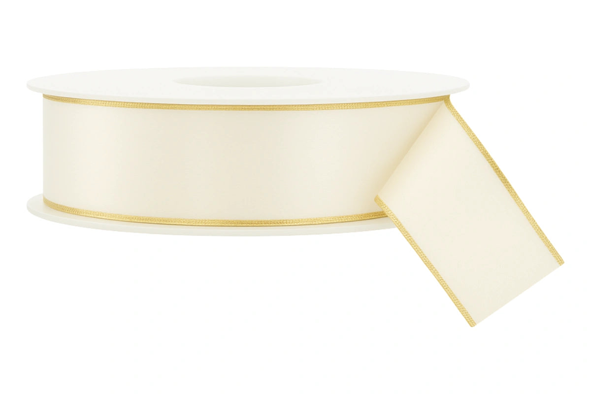 Ivory Ribbon Gold Trim - Sold Per Metre - Gateau Art