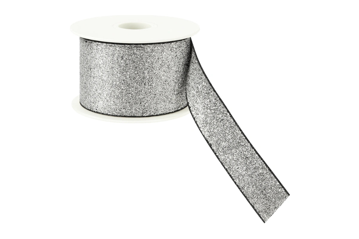 Silver Glitter Ribbon - Sold Per Metre - Gateau Art