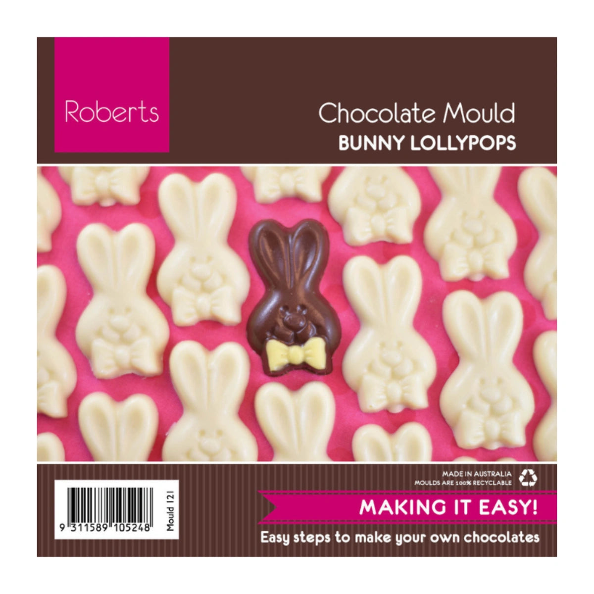 Easter Bunny Lollypop Stick 121 6cm - Roberts Edible Craft