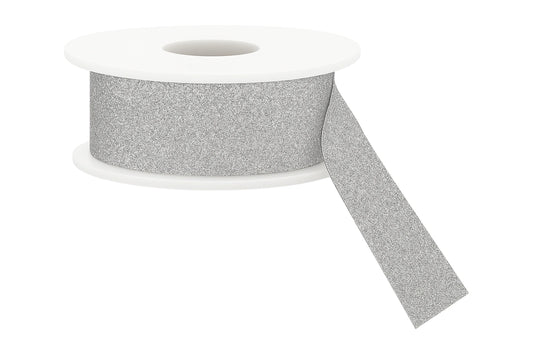 Silver Glitter Ribbon - Sold Per Metre 25mm - My Dream Cake