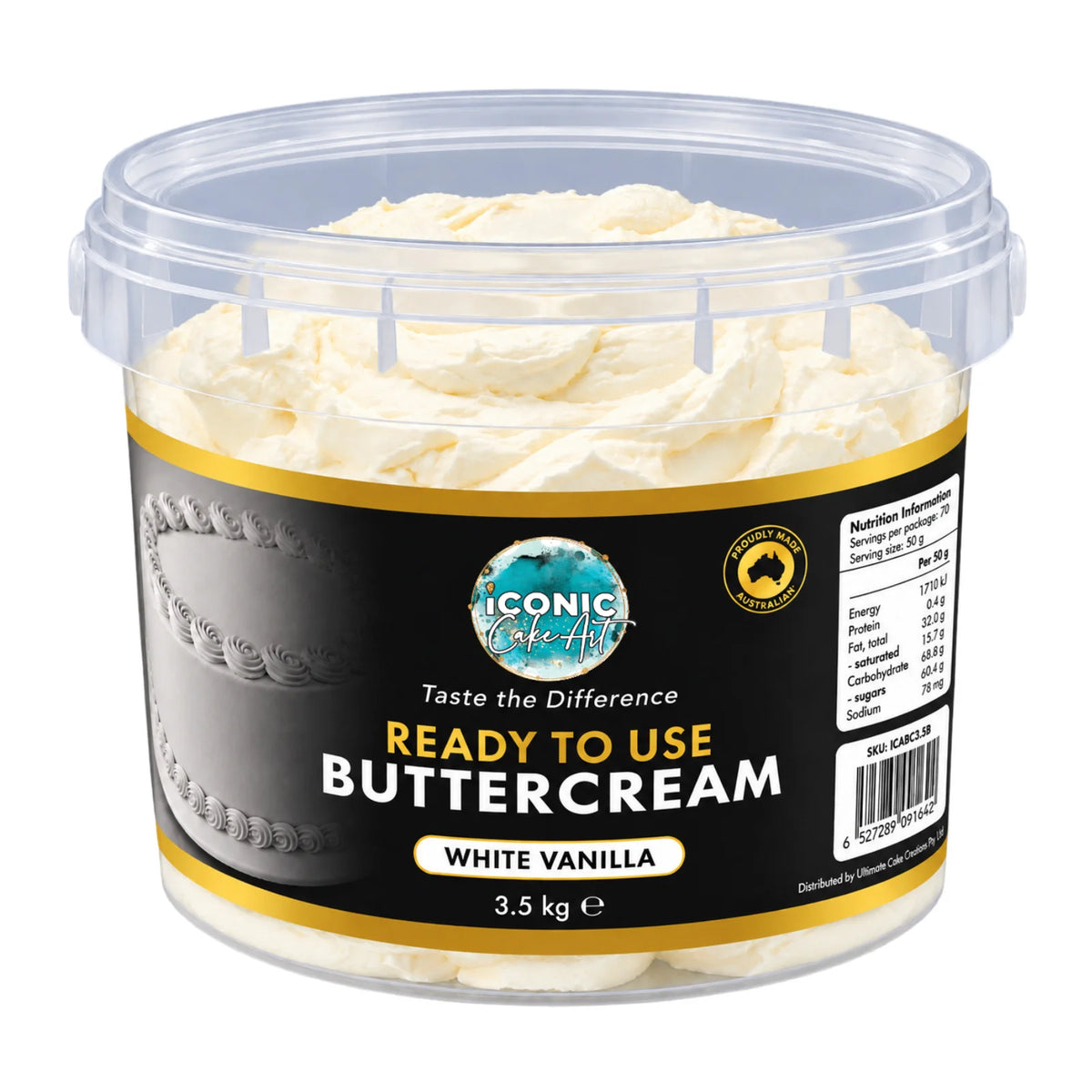 White Ready to Use Buttercream - Soft Frosting 3.5kg - Iconic Cake Art