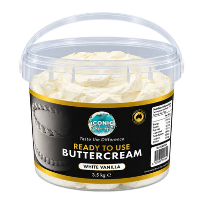 White Ready to Use Buttercream - Soft Frosting 3.5kg - Iconic Cake Art