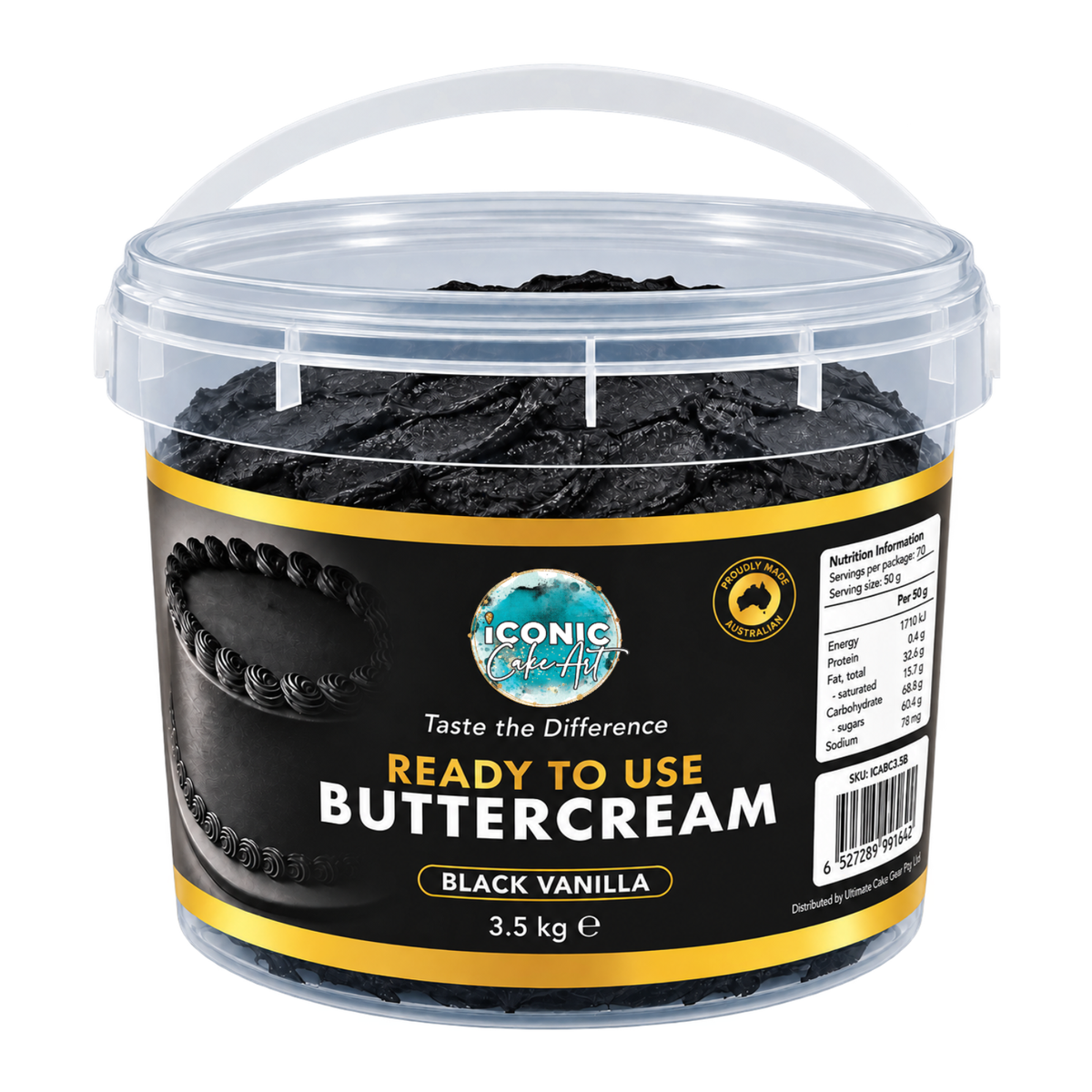 Black Ready To Use Buttercream 3.5kg - Iconic Cake Art