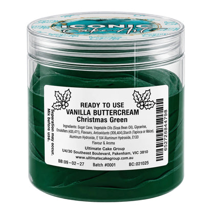 Green Vanilla Christmas Ready to Use Buttercream 500g - Iconic Cake Art