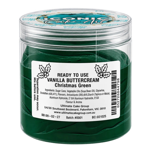 Green Vanilla Christmas Ready to Use Buttercream 500g - Iconic Cake Art