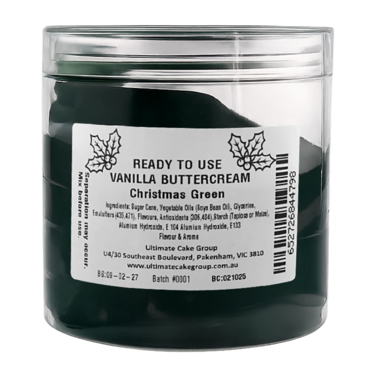 Green Vanilla Christmas Ready to Use Buttercream 500g - Iconic Cake Art