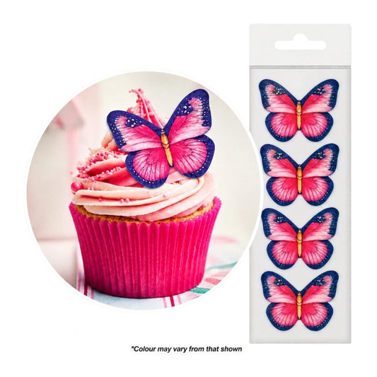 Purple Pink and Butterfly Wafer Toppers Packet Of16 - BSC