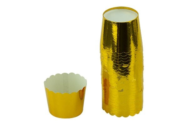 Gold Scalloped Baking Cups - Muffin Cupcake Cases (25 Pack) - Gateau Art