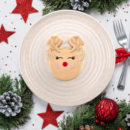 Rudolph Reindeer Debosser and Cutter Set - Custom Cookie Cutters
