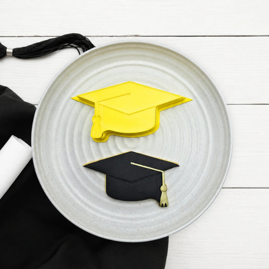 Graduation Hat Cutter and Embosser Set - Custom Cookie Cutters