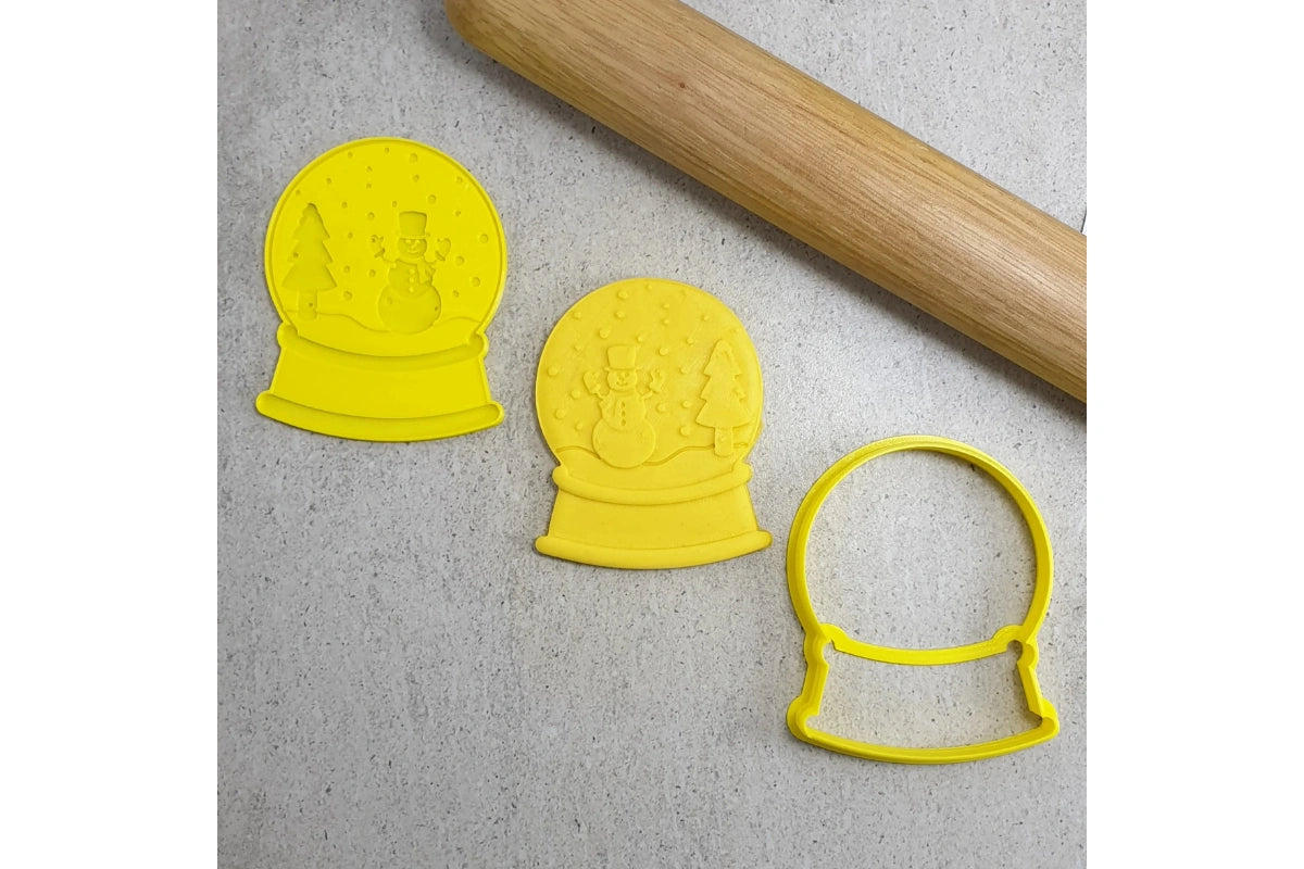 Snowman Snow Globe Cutter and Debosser Set - Custom Cookie Cutters