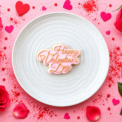Happy Valentines Day Debosser and Cutter Set - Custom Cookie Cutters