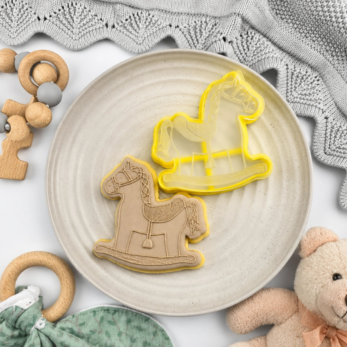 Rocking Horse Debosser and Cutter Set - Custom Cookie Cutters