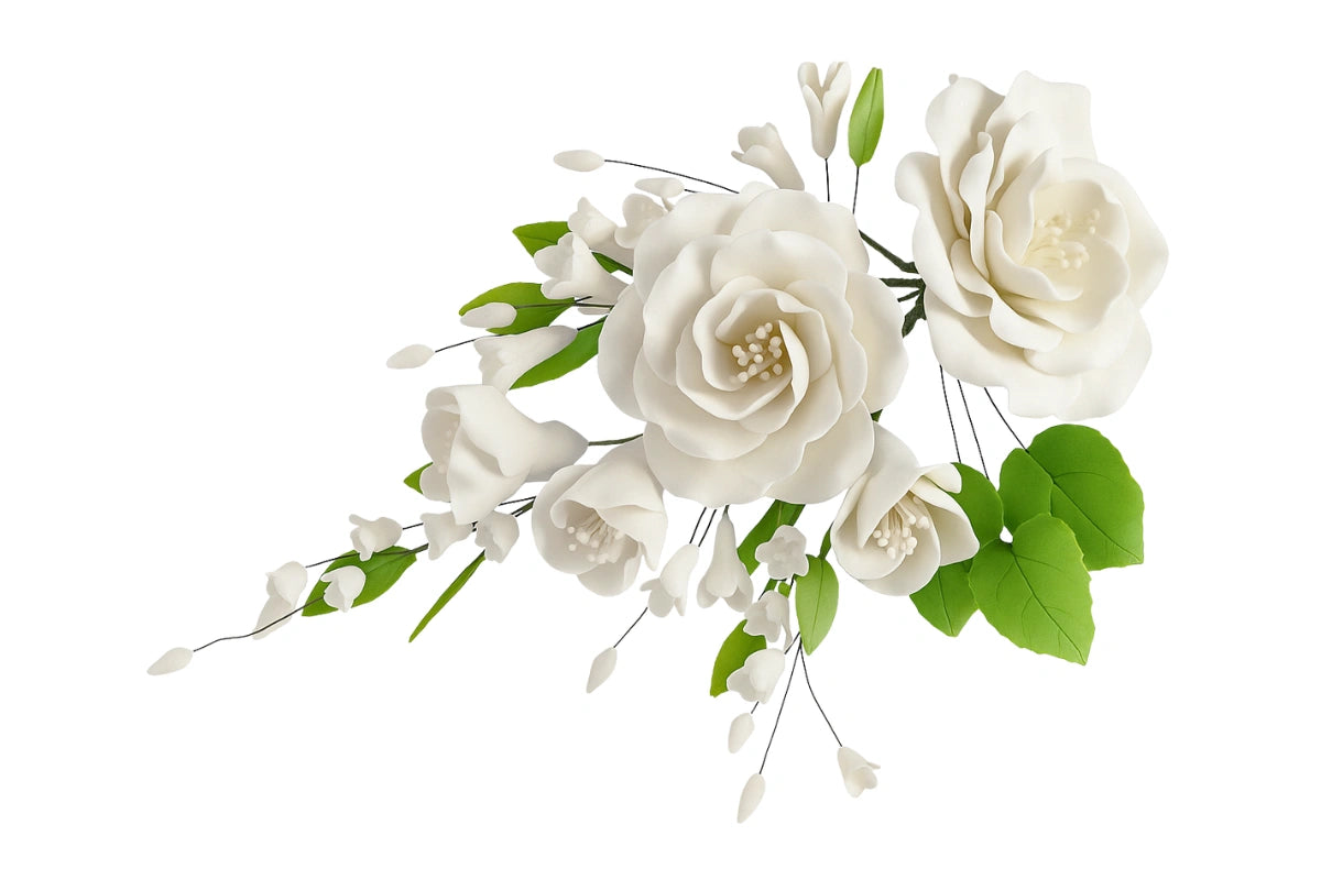 White Amber Rose Spray - Sweet Sugar Flowers