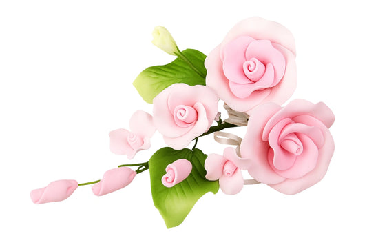 Pink Small Tea Rose Spray - Sweet Sugar Flowers