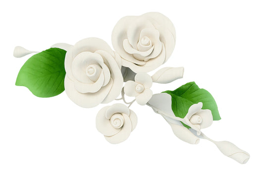 White Small Tea Rose Spray - Sweet Sugar Flowers