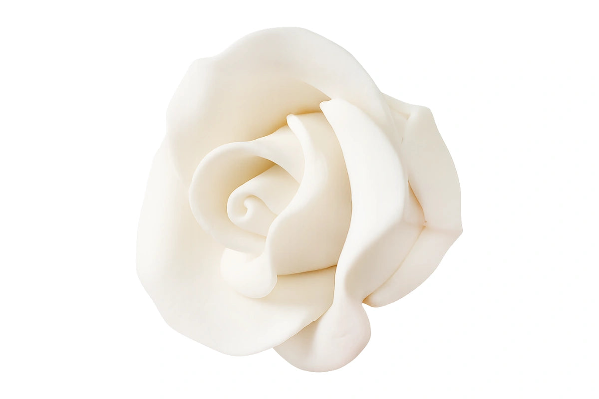 White Single Tea Rose Small - Sweet Sugar Flowers