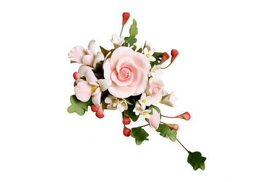 Pink Large Tea Rose Spray - Sweet Sugar Flowers