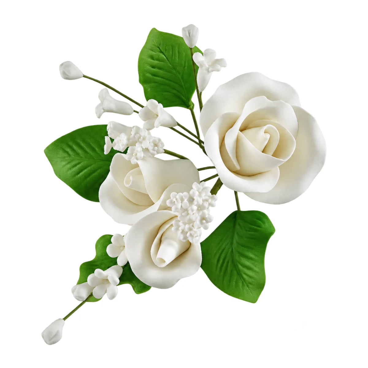 7cm x 12cm Australian Rose Spray - White - Edible Sugar Flowers - Sweet Sugar Flowers