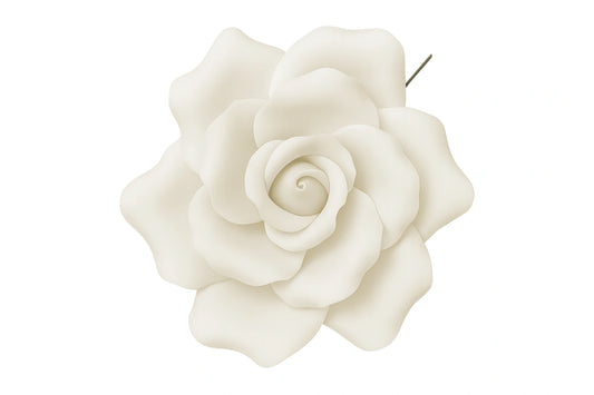 White Single Curled Rose Large - Sweet Sugar Flowers