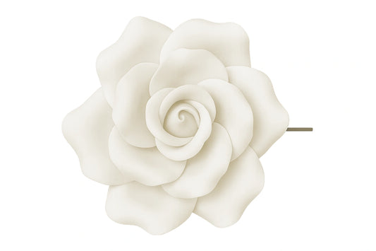 White Single Curled Rose Medium in - Sweet Sugar Flowers