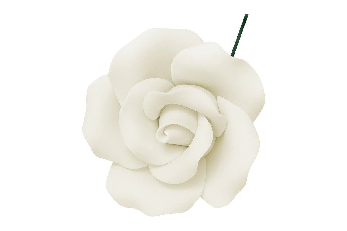 White Single Curled Rose Small in - Sweet Sugar Flowers