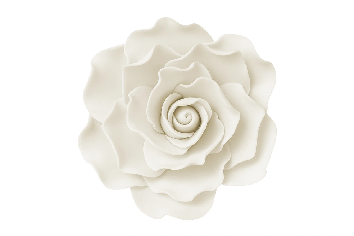 White Single Damask Rose Large - Sweet Sugar Flowers